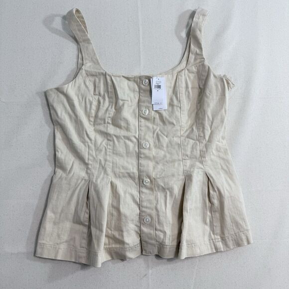 Banana Republic Women’s Elegance Beige Sleeveless Flare Top Sz: 10 NWT - Picture 1 of 12